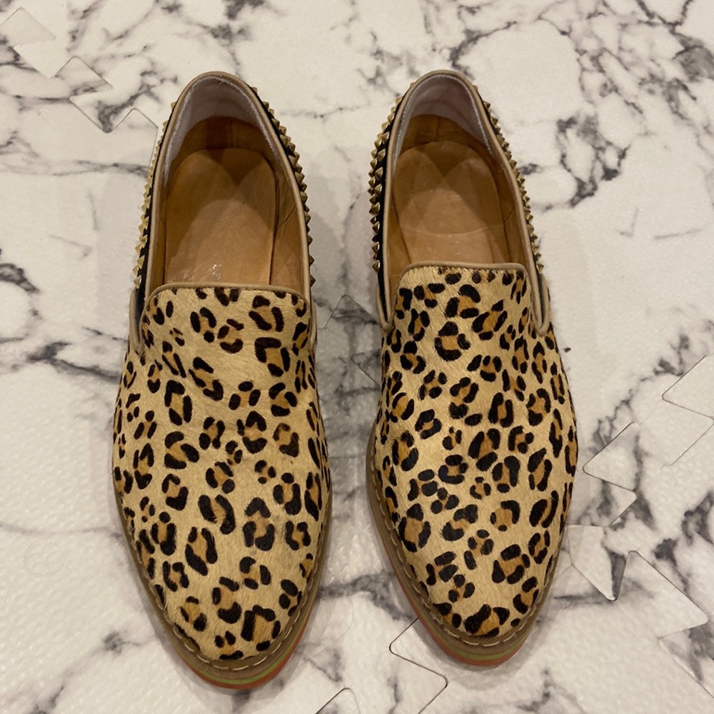 Slip on Animal Print / gold studded Shoes